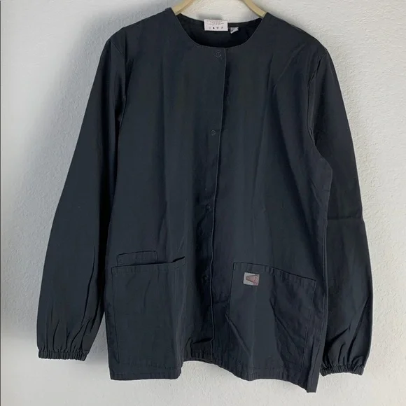 Classic Charcoal Women's Button Down Scrubs Jacket - Picture 1 of 2